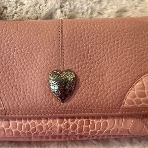 Brighton Pink Textured Clutch with Heart Accent